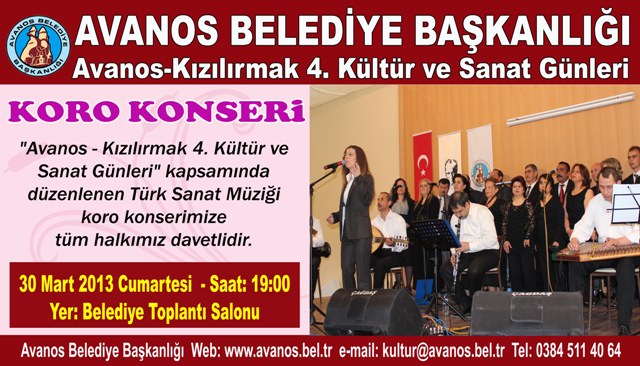 Avanos Belediyesi TSM Korosu konser verecek