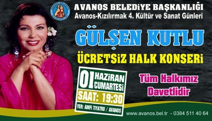 Gülşen Kutlu’nun halk konseri 01 Haziran’da yapılacak