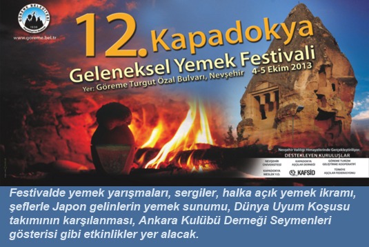 12. Geleneksel Kapadokya Yemek Festivali Göremede yapılacak